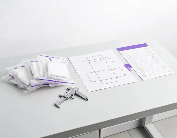 Sterile gauze procurement brief on a buyer desk
